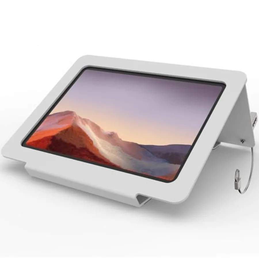 

Tablet Desk Stand All Metal 30 Ergonomic with Security Cable Lock for Office POS Counter Reception Compatible with iPad 10th 10
