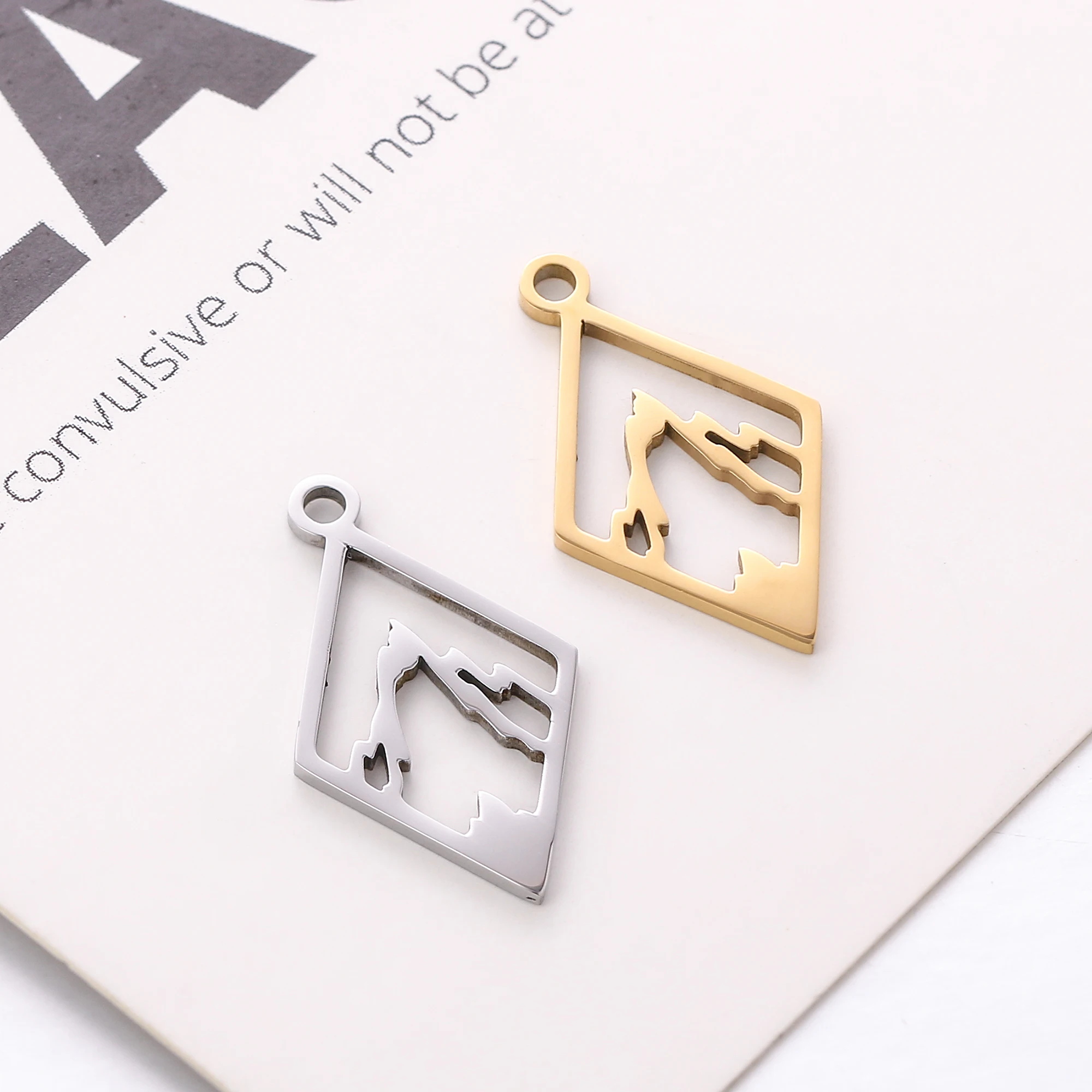 5 Stück schnee bedeckte Bergs pitze bezaubert hohle Geometrie Edelstahl Anhänger hand gefertigte Halskette Armband DIY Schmuck machen Ergebnisse – Detail 7