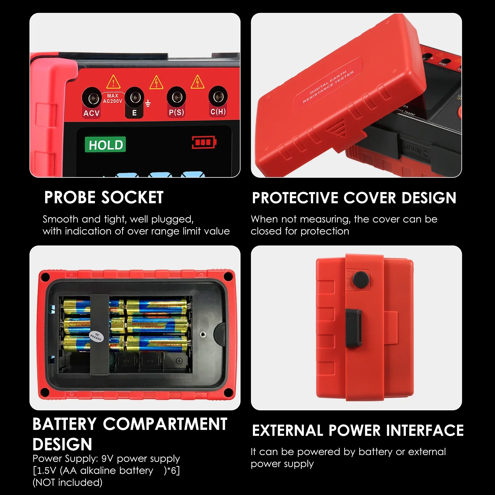 BENETECH GT5105A Cyfrowy miernik rezystancji uziemienia 2000 Megaomów Megomierz Woltomierz Tester uziemienia Wykrywacz baterii