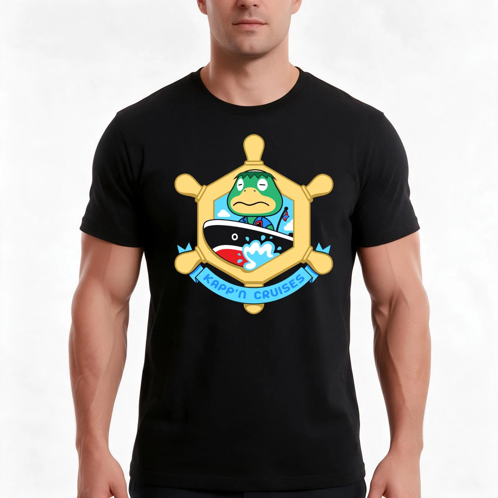 Camiseta KAPP'N CRUISES, camiseta de algodón para uso diario en verano, camisetas de estilo urbano de corte amplio, estampado gráfico de estilo vintage, manga corta y corte holgado.