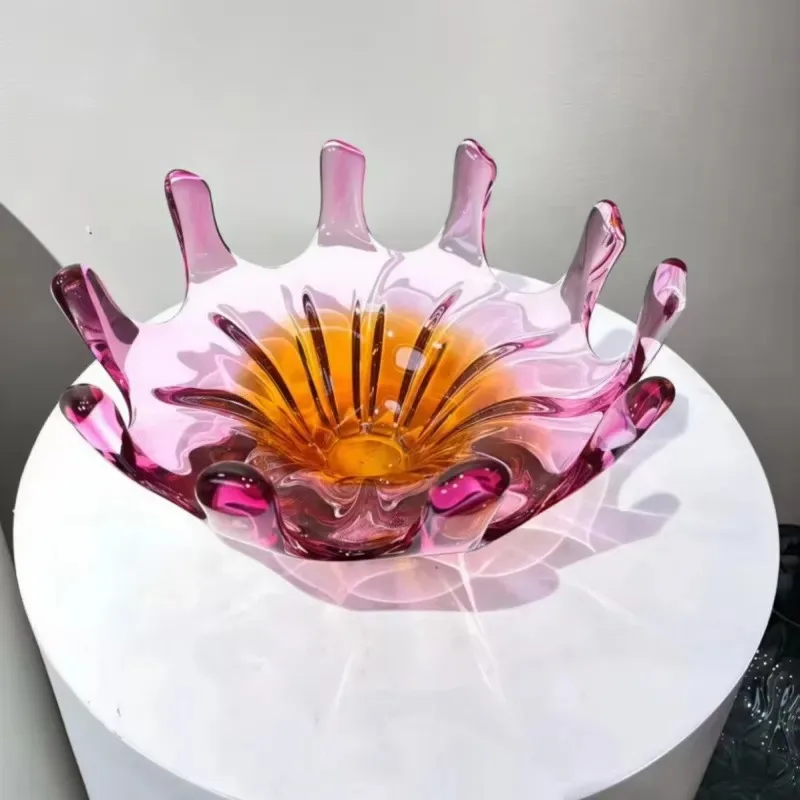 Light Luxury Large Colored Glazed Fruit Plate High End Simple Chic Home Decoration for Exhibition Halls Living Rooms Coffee