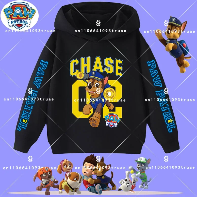 PAW Patrol cartoon print boys' sports shirt - spring/autumn long-sleeved pullover casual top children's hooded shirt new style