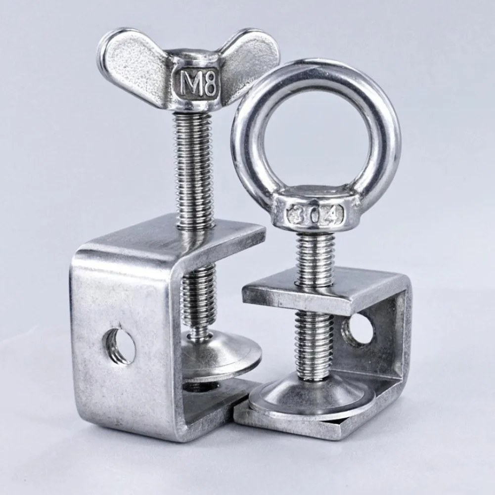 304 Stainless Steel C Type Clamp Hand Twist Ring Beam Strong Grip Adjustable 120mm 130mm Carpentry Mechanic Hardware Tool