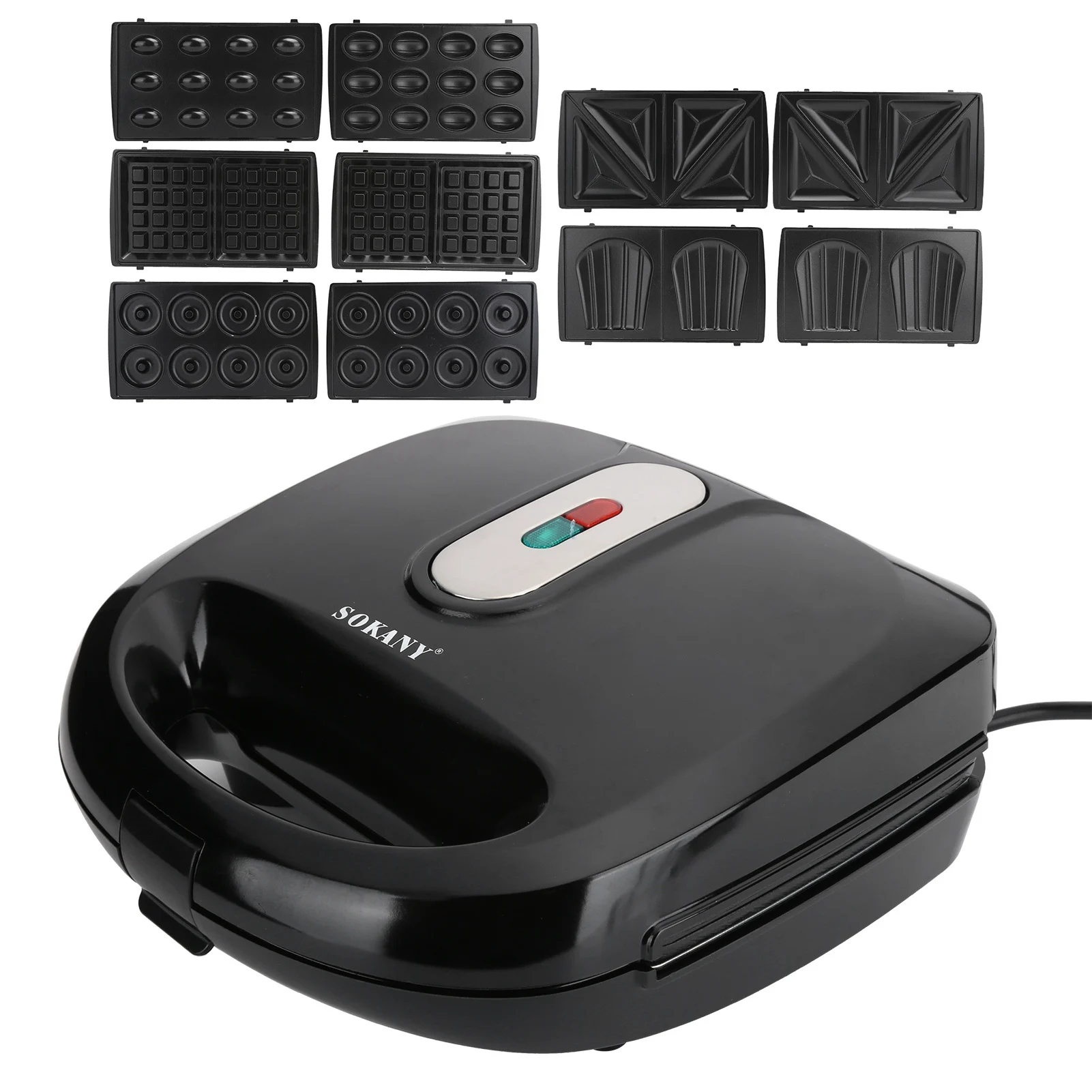 

750W 6‑in‑1 Breakfast Maker Electric Waffle Doughnut Sandwich Panini Madeleines Machine EU Plug 220V Electric Waffle Maker