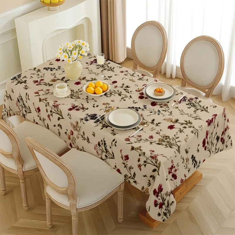 A Soft And Stylish Vintage Floral Tablecloth with Vine Patterns, Machine Washable And Easy to Clean, Suitable for Dining Tables, Coffee Tables, Desks, Picnic Tables, Outdoor Dining, And Camping Tables, Enhancing The Dining Atmosphere