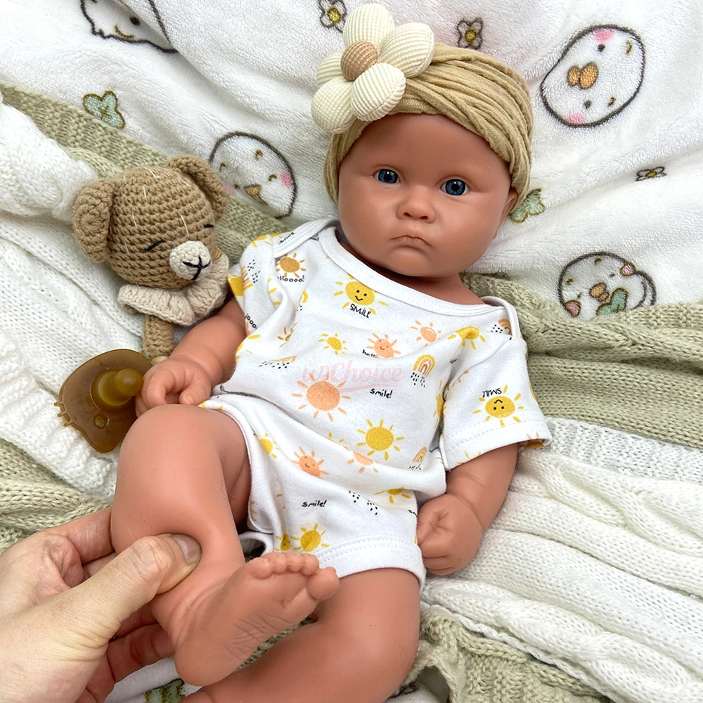 45cm Open Mouth Girl Lifelike Silicone Reborn Baby Girl Full Body Solid with Hand-Paint 3D Skin Anatomically Correct Doll