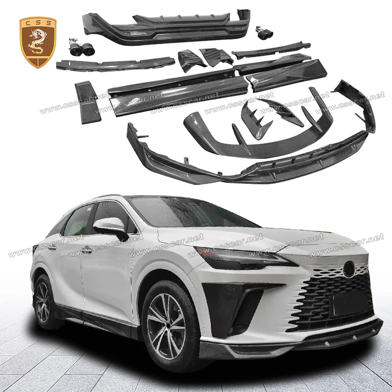 For Lexus 2023 RX Upgrade TRD Style Front Bumper with Air Vent Cover Side Skirt Extension Rocker Panels Rear Spolier Wing
