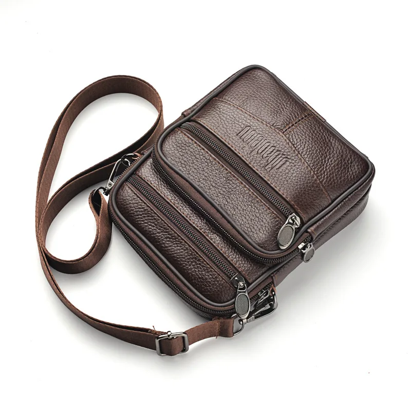 Men's Genuine Leather Crossbody Shoulder Bags High Quality Tote Fashion Business Man Messenger Leather Bags Fanny Pack