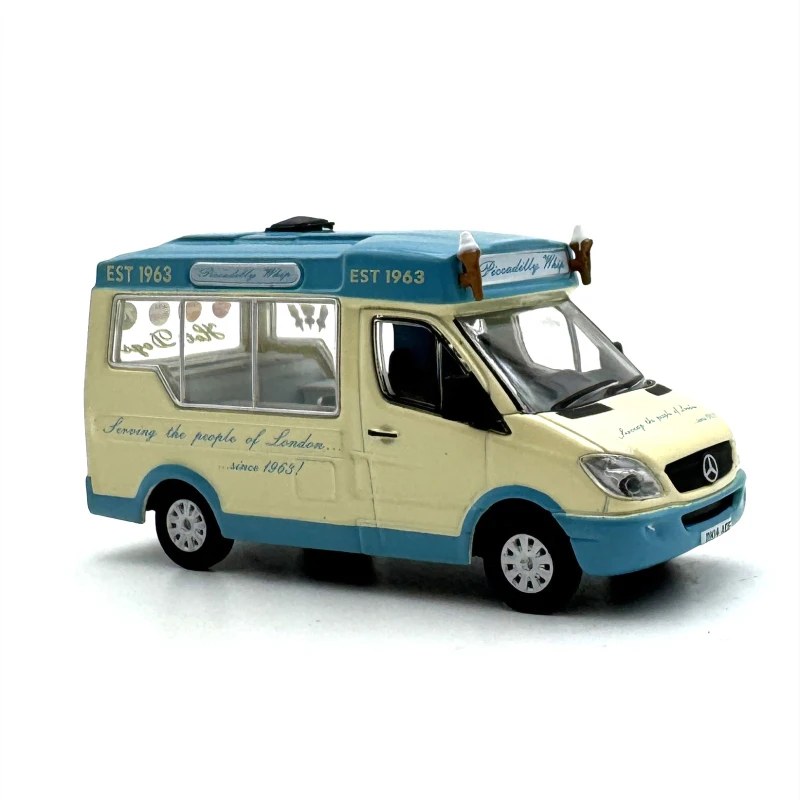 1:76 scala pressofuso in lega Mercedes Ice Cream Truck Van Toys Cars Model Classics Adult Souvenir collecties Gift Static Display