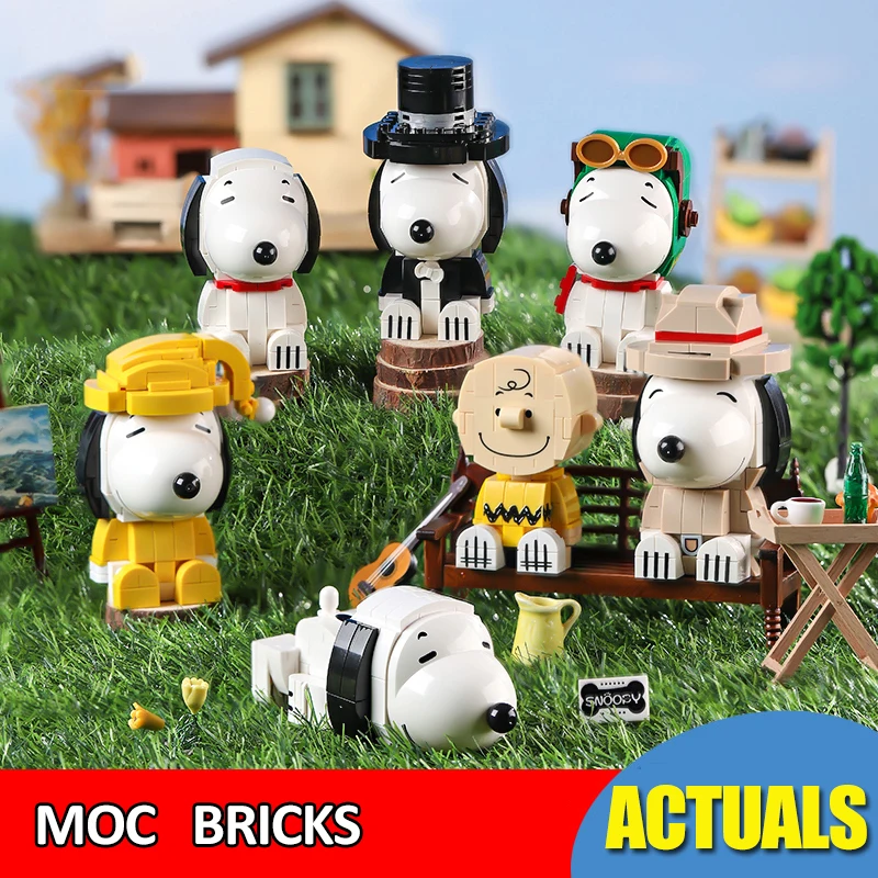 HSANHE Snoopy  Anime Action Figures Kawaii Building Blocks Micro Daimond Bricks DIY Assemble Toys For Children Gifts