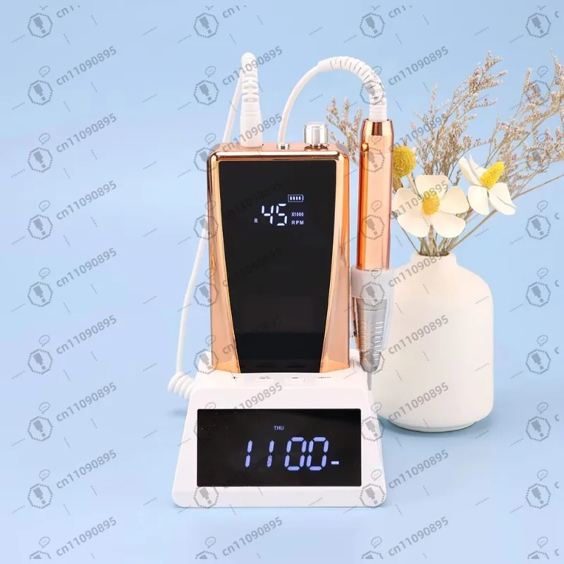 

Новый интеллектуальный блок питания 2025 года, 45000 об/мин, 85 Вт, бесщеточная аккумуляторная дрель для ногтей с часами, зарядная док-станция Efile