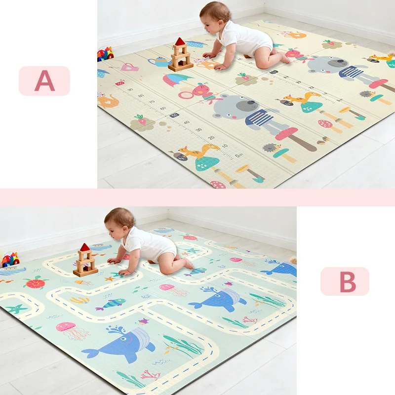 1 Pack Baby Crawling Mat Portable Foldable Thickened Noise Reduction Double Sided Pattern Soft Infant Play Mat for Toddler Home
