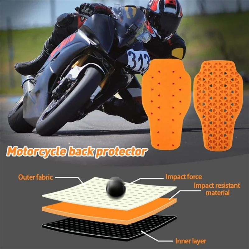 AS57-Anti-Fall Spine Armor Inserts For Motorcycle Protective Jackets, Biker Riding Pads