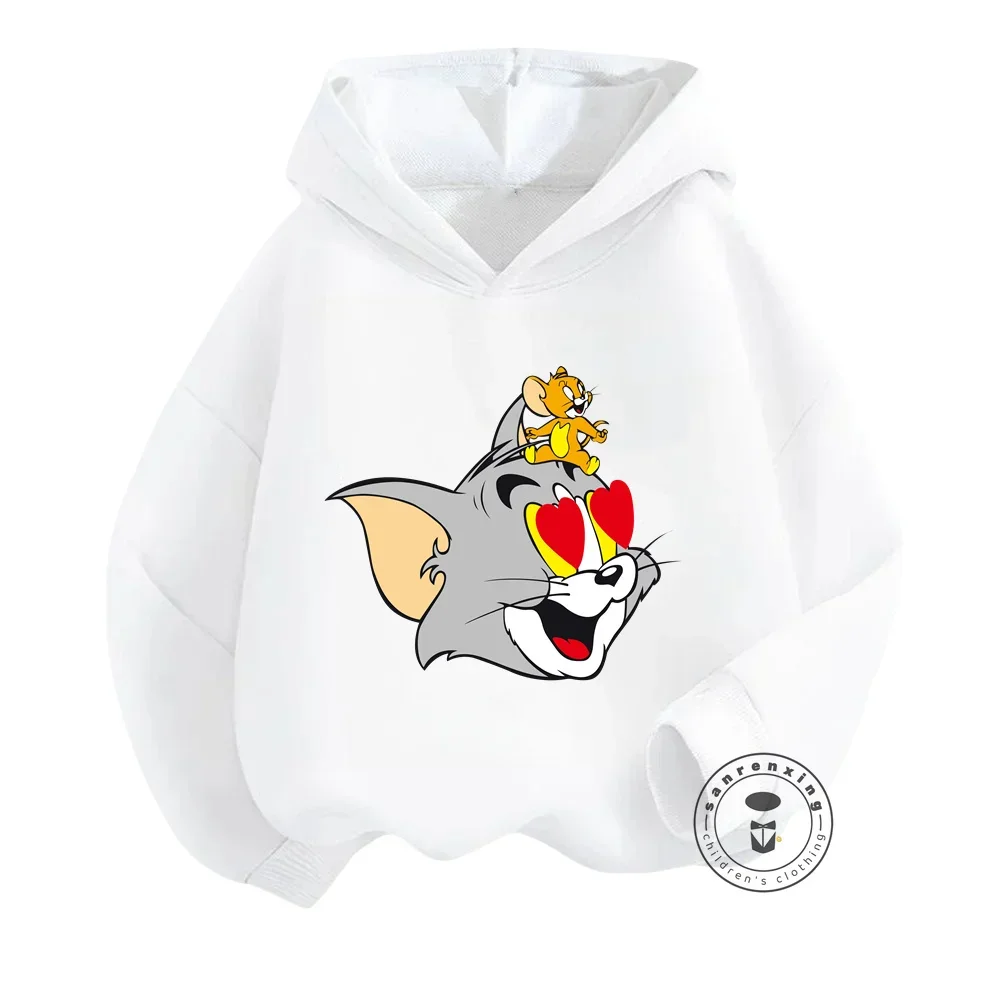 Cute and Kawaii Tom and Jerry Patterns on Trendy Warm Hoodies for Kids Perfect Autumn and Winter Fashion with a Hip-Hop Style