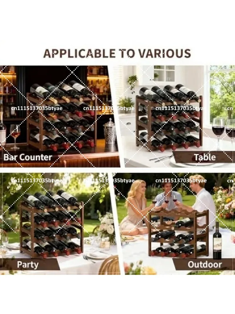 6 8 9 12 Bottle Wooden Wine Rack Holder Grid Storage Cabinet Assemble Bar Shelf Organizer
