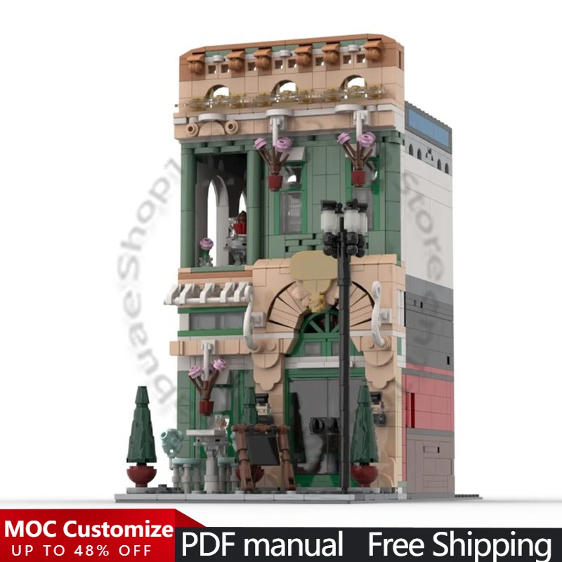1239 PCS City Engineering Modular French Cafe - Modification of Set 10362 MOC Customize Modular Building DIY Toy Christmas Gift