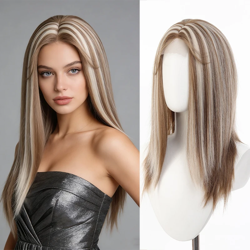 

Wig Female Long Straight Hair Front Lace Female Gradient Straight Hair Full Headset