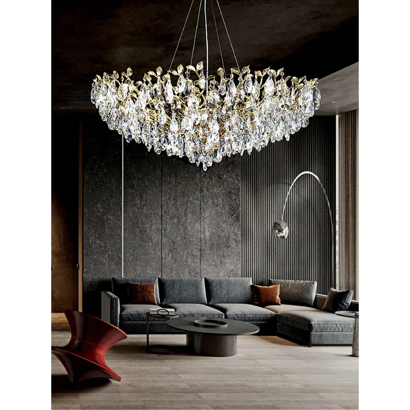 

Luxury Golden Branch Water Drop Crystal Big Ceiling Chandelier Home Decor Led Light Fixture For Living Room Modern Design Lustre