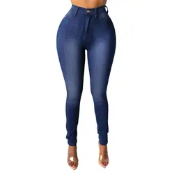 Jeans lavati Skinny da donna estivi pantaloni a vita alta con cerniera e bottoni con tasche a mosca pantaloni Jeans a matita in Denim Slim