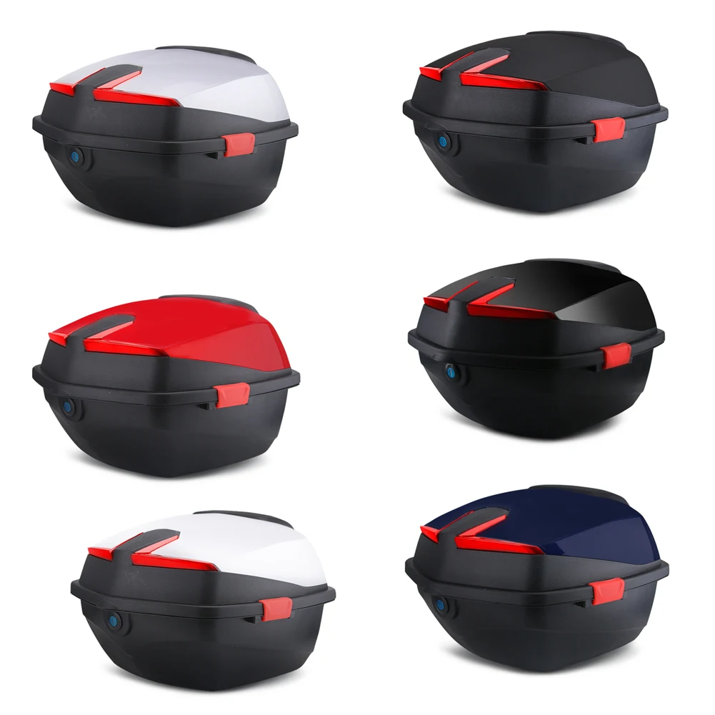 Motorcycle Rear Top Box Waterproof Motorcycle Scooter Tail Box Trunk Luggage Box Large Capacity Lockable Carrier Case For Moped