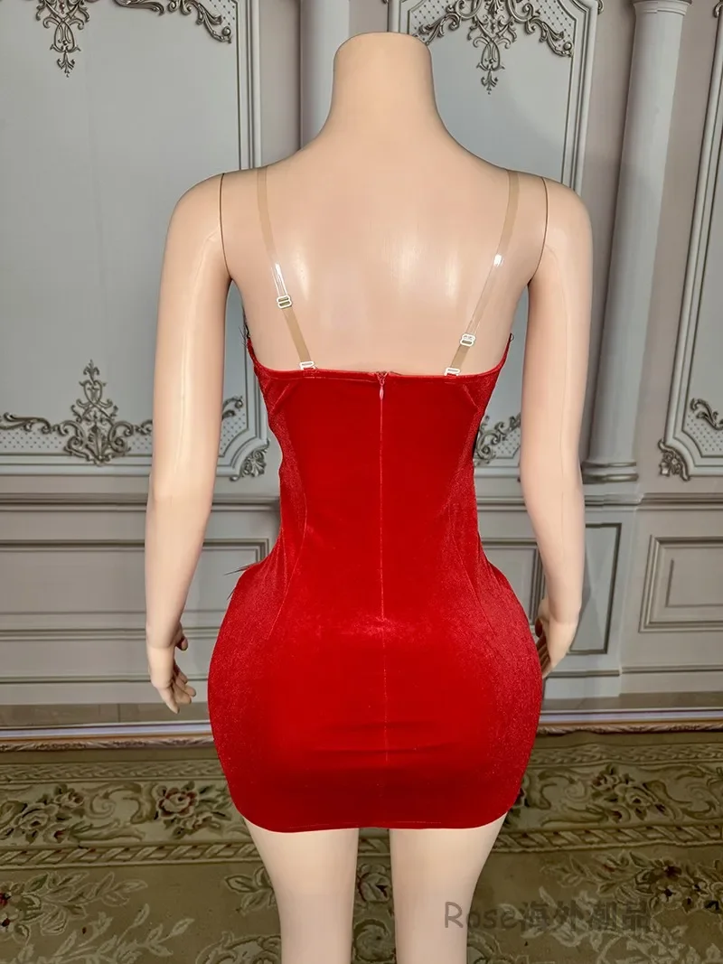 Red Luxury Birthday Dresses Nightclub Gogo Dancer Clothing Festival Party Show Performance Wear Singer Host Stage Costume