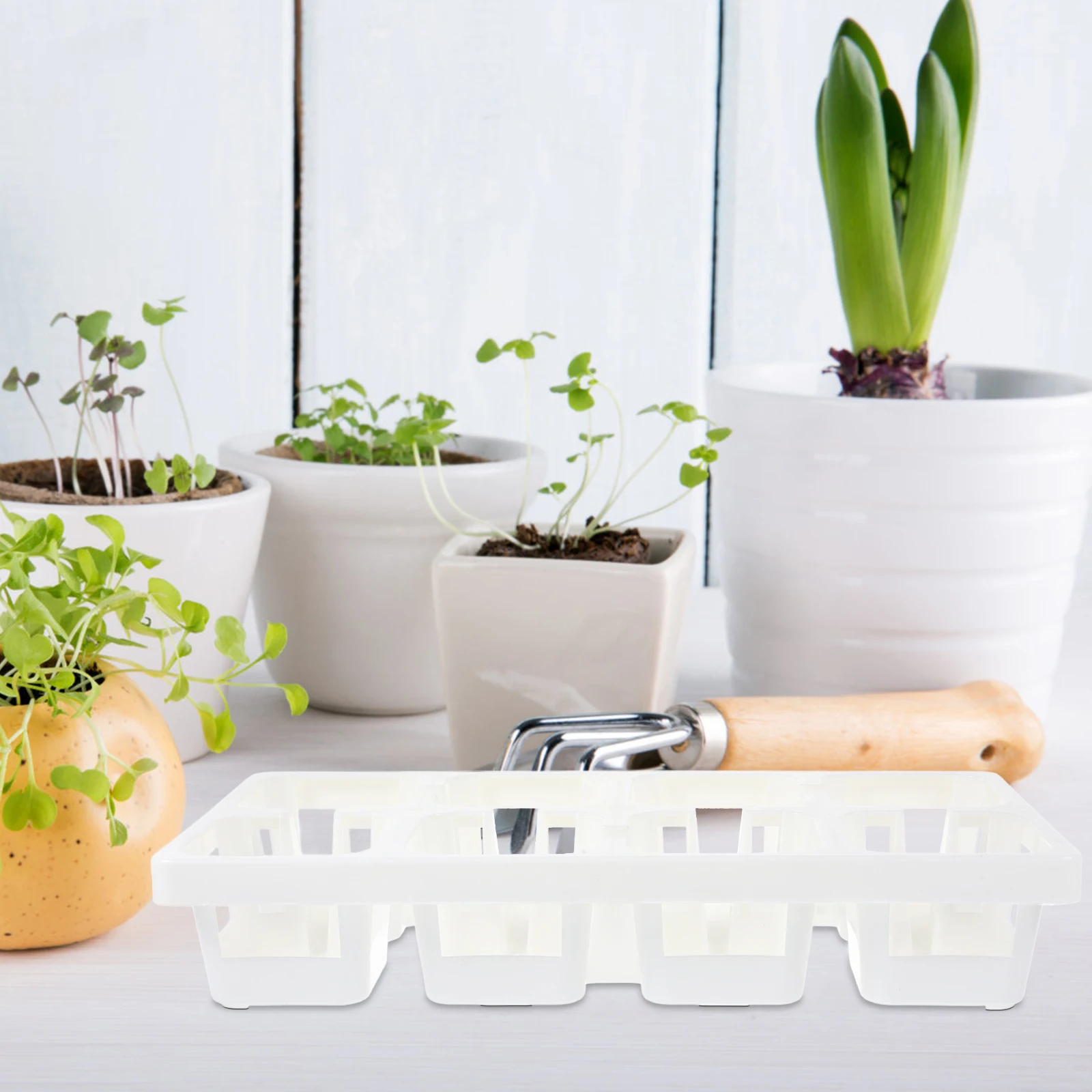 

4pcs 8-Hole Reusable Plastic Nursery Pot Tray Racks Planter Pot Storage Rack For Succulents Greenhouse Germination Sowing