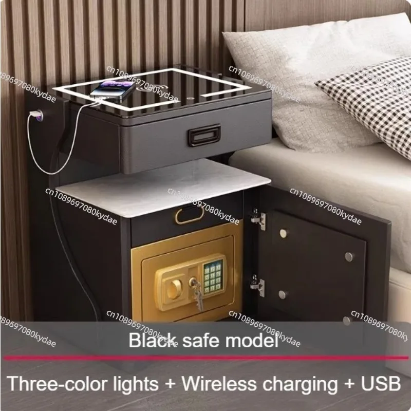 Home Smart Bedside Table Safe Integrated Bedroom Storage Cabinet Simple Modern Wireless Charging Safe with Light - view 4