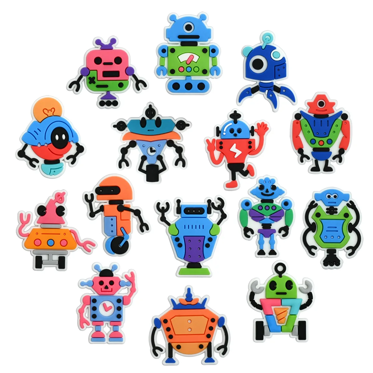 15Pcs Cute Robot Shoes Charms Cartoon Clog Sandal Garden DIY Shoe Decoration Accessorie Buckles Kids Party Gifts