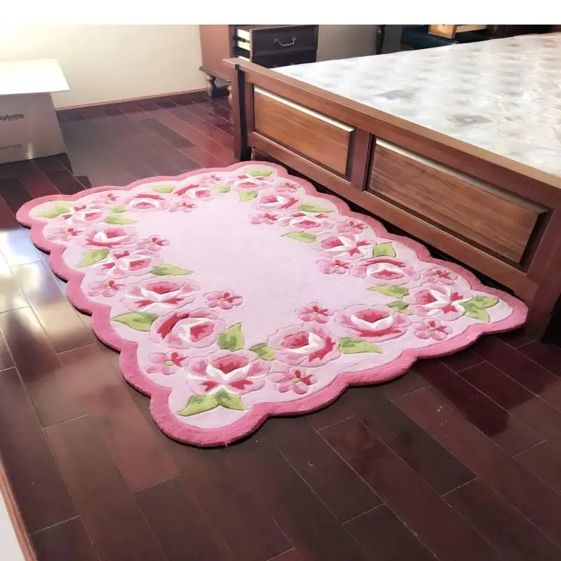 

Customizable Pink rose Carpets For Living Room Computer Chair Area Rug Children Tent Floor Mat Cloakroom Rugs And