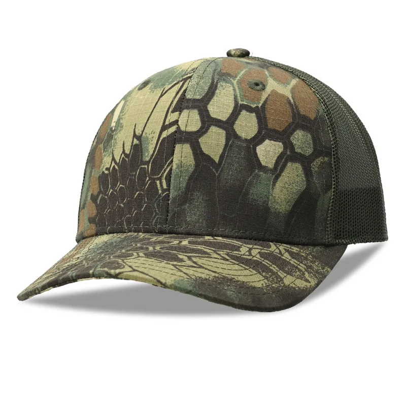 Camouflage Baseball Cap for Outdoor Sports and Sun Protection Mesh Hiking and Fishing Cap with Digital Printing Option