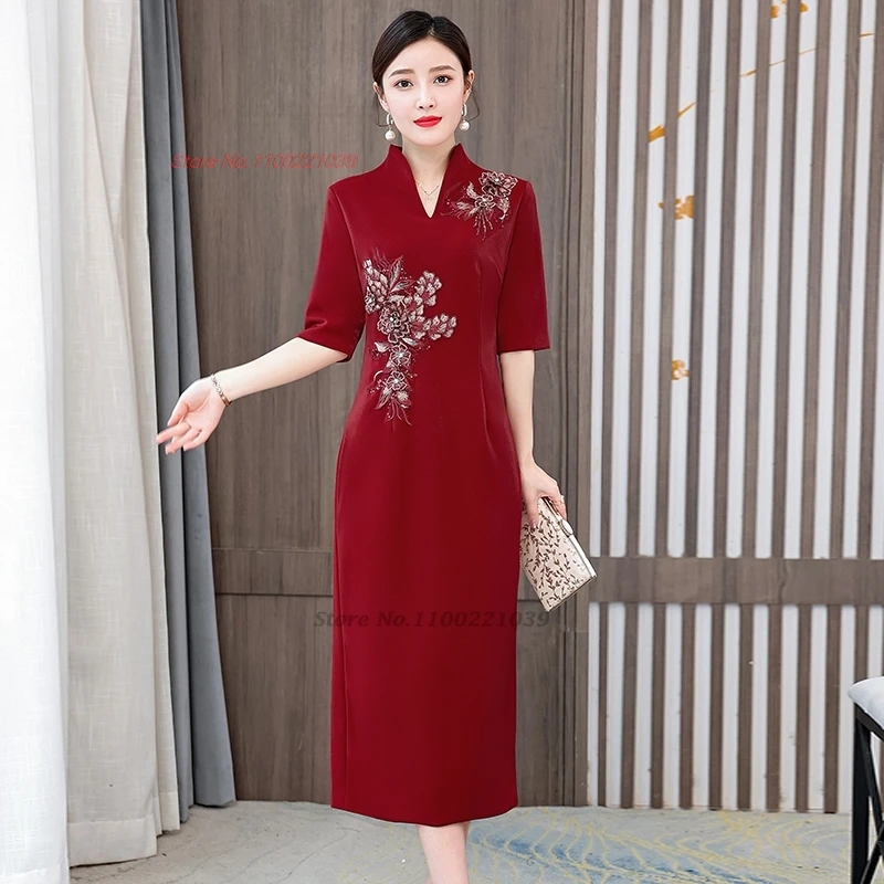 Robe de mariée traditionnelle chinoise, robe d'aviation à fleurs nationales, robe de banquet orientale, robe de soirée, qipao améliorée, cheongsam, 2024