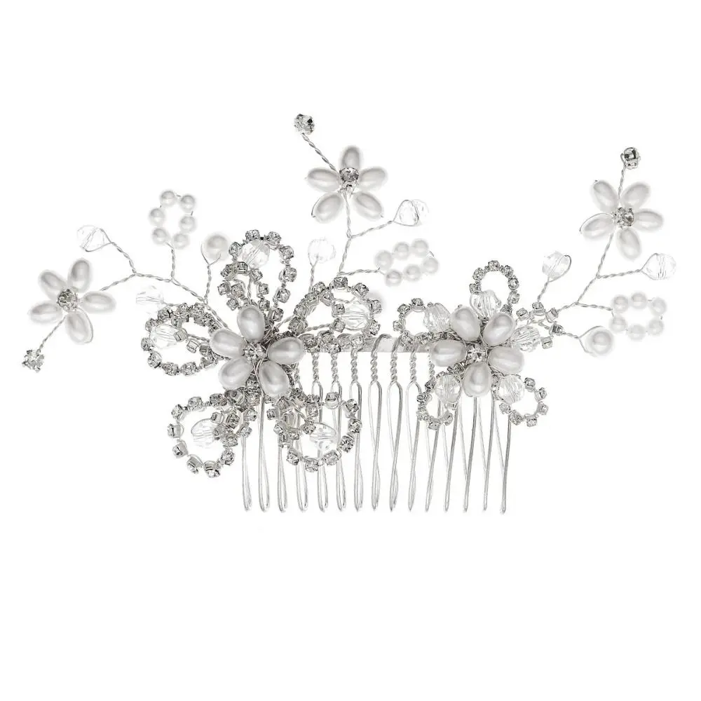 

Creative Pearl Rhinestone Hair Combs Handmade Beaded Sweet Hair Clip Hair Ornaments for Women