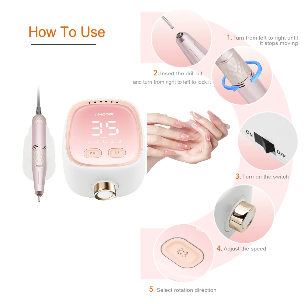 35000 دورة في الدقيقة مسمار آلة الحفر قبضة معدنية مبرد أظافر كهربائي للتقليم الاكريليك هلام مسمار المهنية مسمار الحفر أقل الضوضاء #6