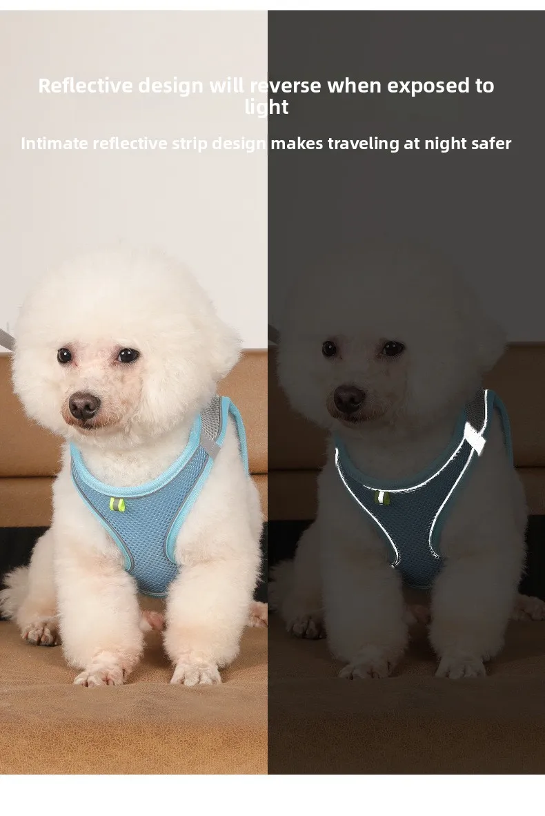Pet Cat Dog Harness Vest Chest Rope Set Reflective Breathable Adjustable Pets Harness Kitten Collar for Small Medium Dogs Cats