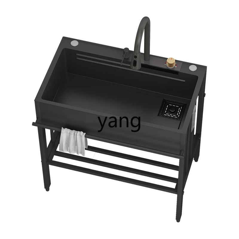 CX household kitchen stainless steel multi-functional vegetable basin dishwasher with floor bracket large single slot