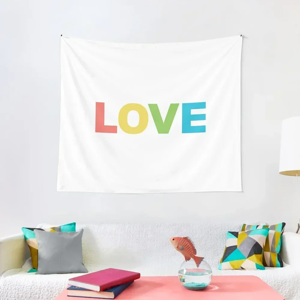 trendy romantic love inscription. valentine's day colourful lettering Tapestry For Bedroom Room Decore Aesthetic Tapestry