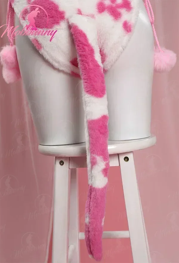 CosplayMobbunny Lencería navideña para mujer, mono de felpa con estampado de vaca, disfraz de Cosplay de pata, mameluco con capucha con guantes de pata y muslo S