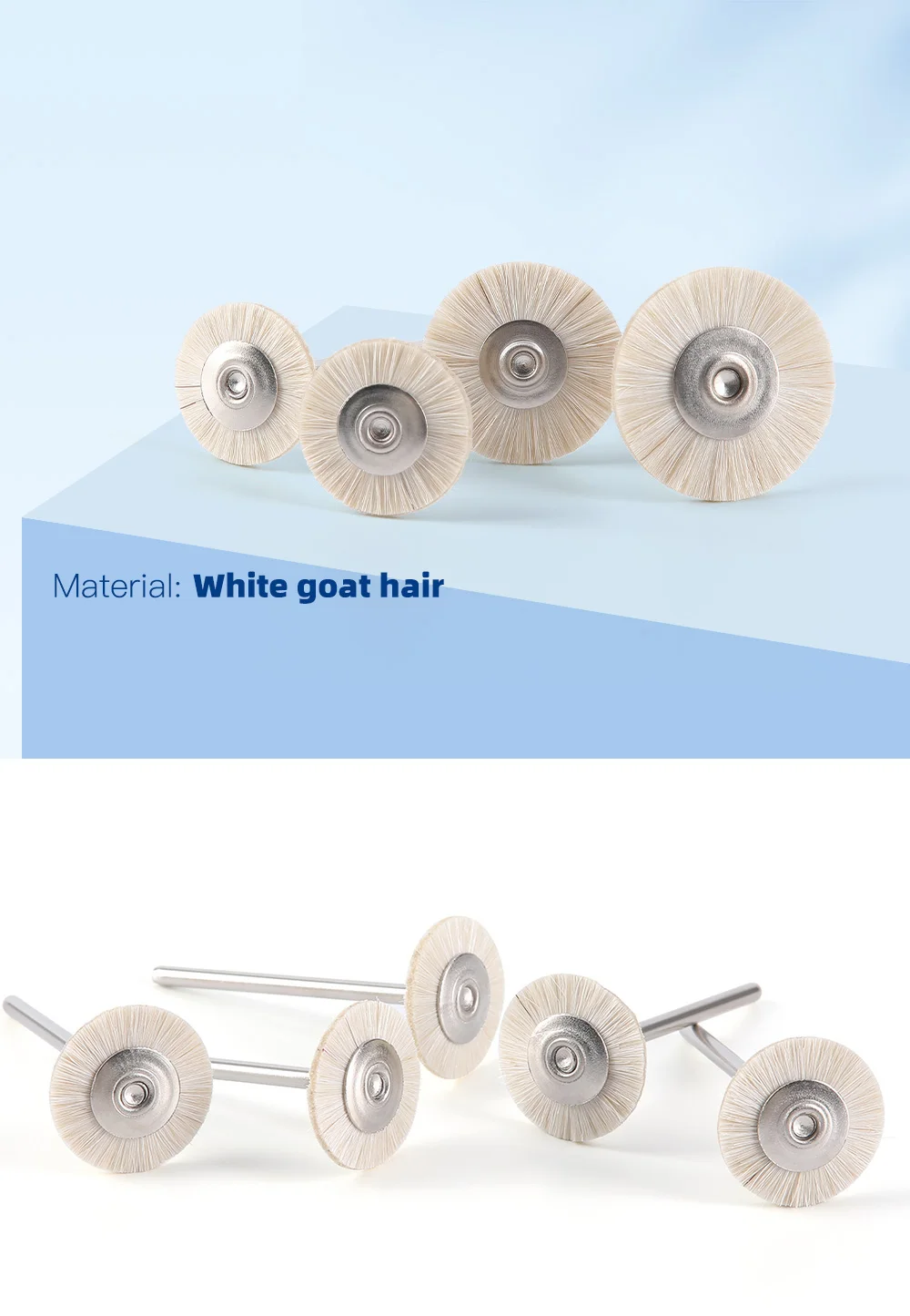 10 Stück Dental-Polierbürsten, weiß/grau, Ziegenhaar, 17/19/22/25 mm, extra weich, für Zahnarzt-Polierer mit niedriger Drehzahl – Detail 7