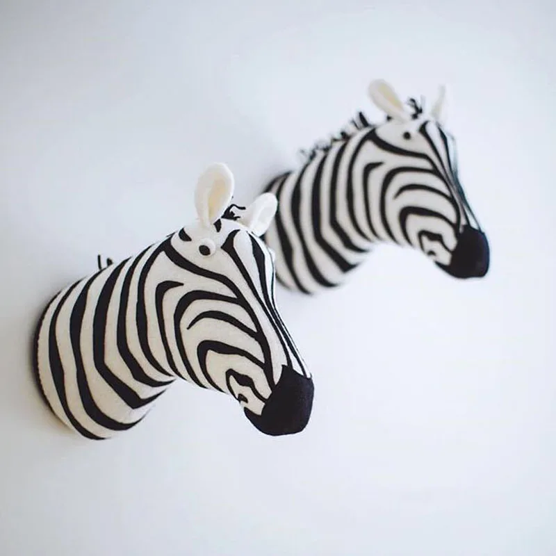 Zebra/Elephant/Giraffe 3D Animal Head Wall Mount Children Stuffed Toys Kids Room Wall Home Decoration Accessories Birthday Gifts