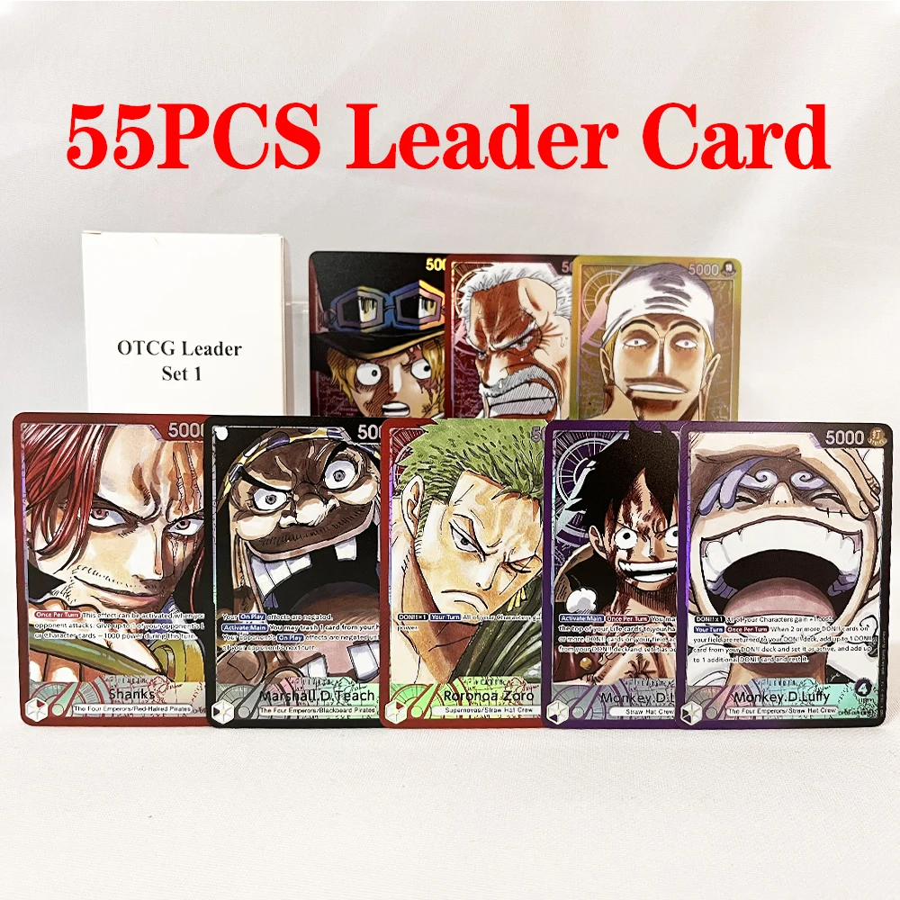 55PCS OTCG Leader Card Anime ONE PIECE Luffy Zoro Sanji Nami Yamato PTCG Trading Card Collect Gift English High Quality