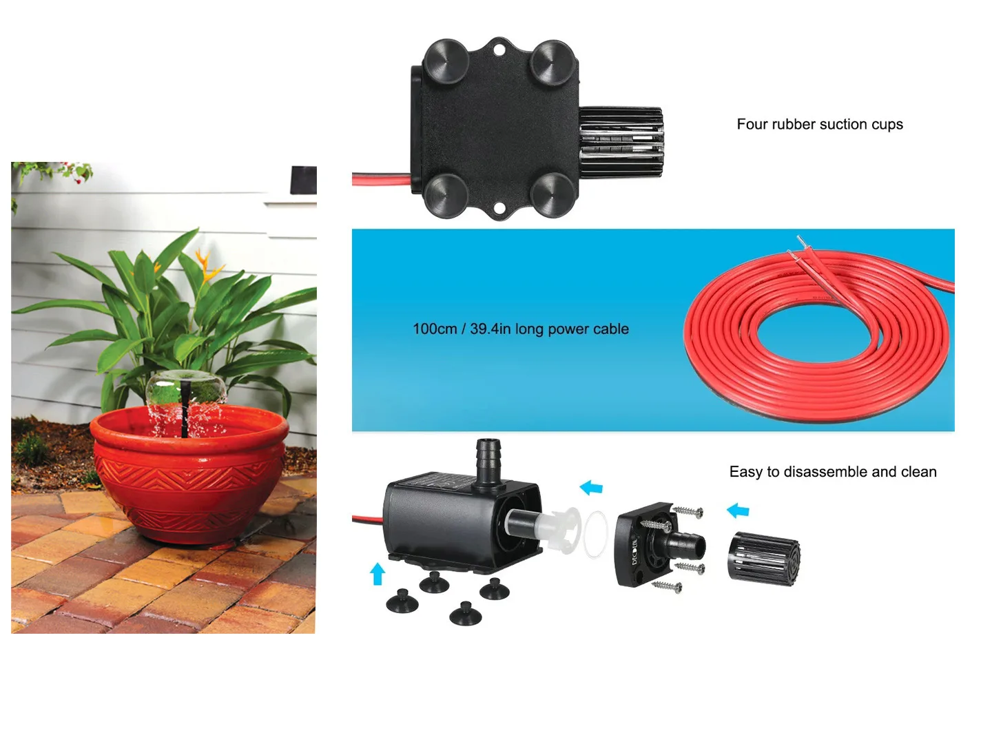 Ultra-quiet Mini DC5V 4.8W 300L/H Lift 300cm Brushless Water Pump Waterproof Submersible Fountain with Flow Adjustment