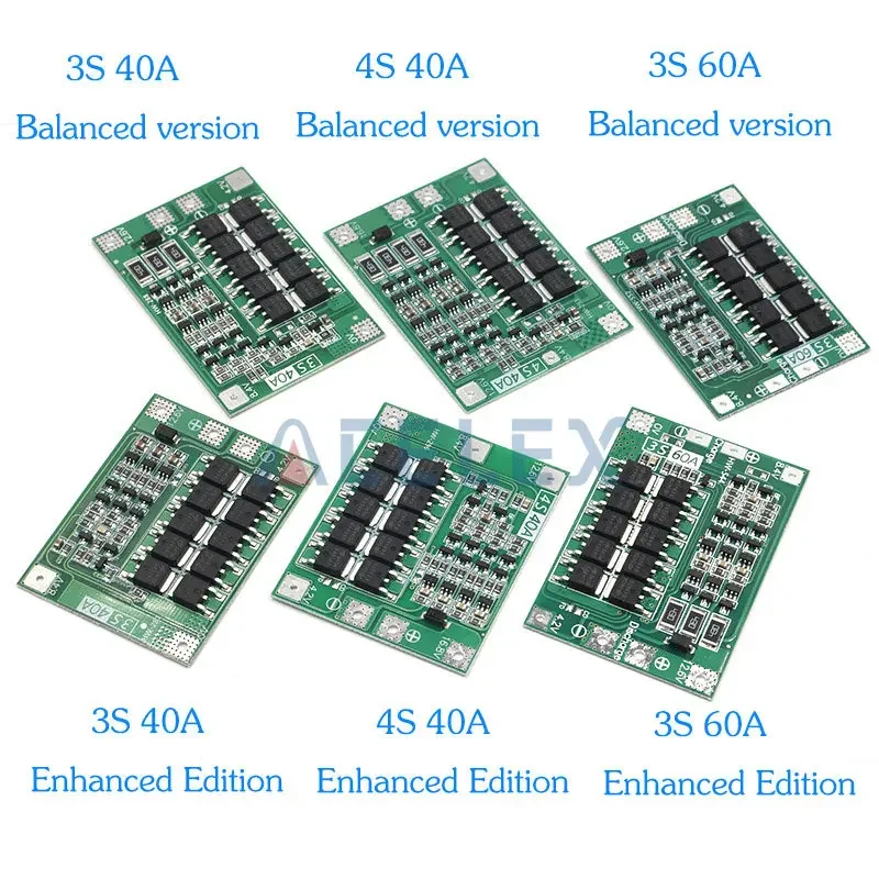 3S/4S 40A 60A Li-ion Lithium Battery Charger Protection Board 18650 BMS For Drill Motor 11.1V 12.6V/14.8V 16.8V Enhance/Balance