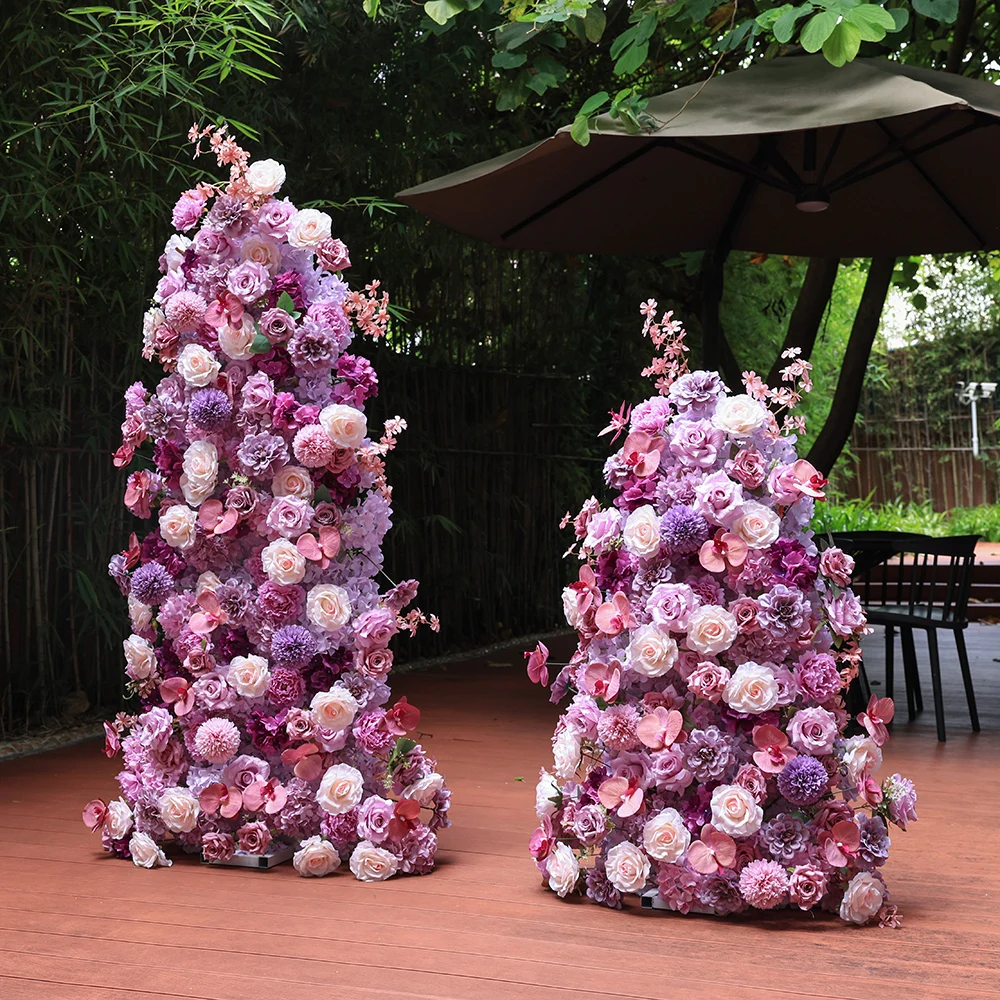 Luxury Purple Rose Hydrangea Flower Arrangement for Wedding Party Stage Backdrop Decoration KT Board Decor Props Customized