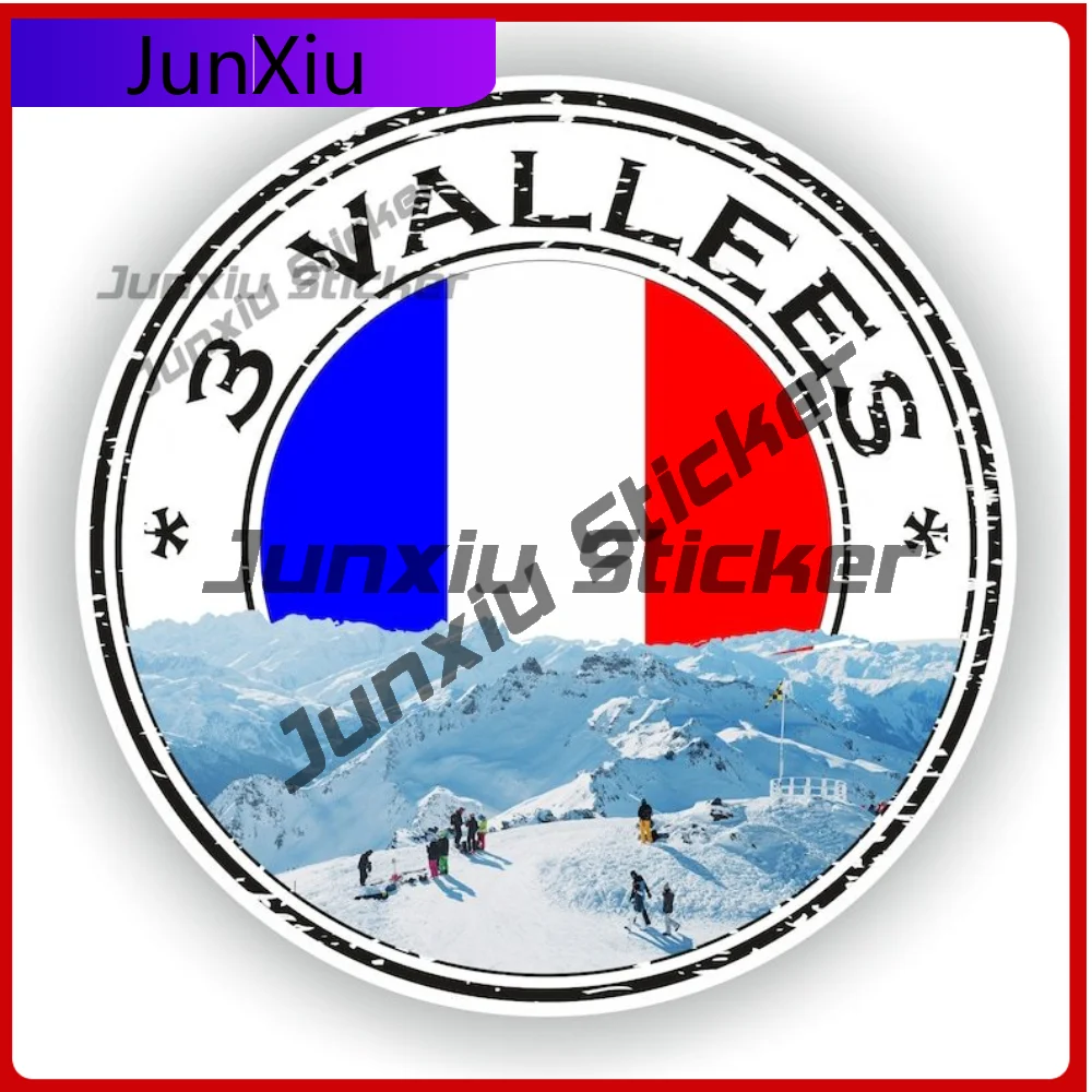 Autocollant rond en vinyle durable avec sceau de la France, 3 VALLEES, pour moto, décoration murale résistante aux intempéries, accessoires automobiles