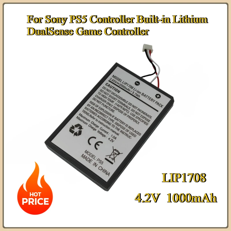 

New LIP1708 1000mAh Battery For Sony PS5 Controller Battery Rechargeable Built-in Lithium DualSense Game Controller
