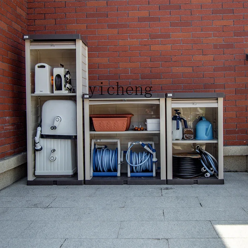 Balcony Outdoor Locker Household Waterproof Outdoor Gardening Storage Cabinet with Wheels Garage Tool Storage Box