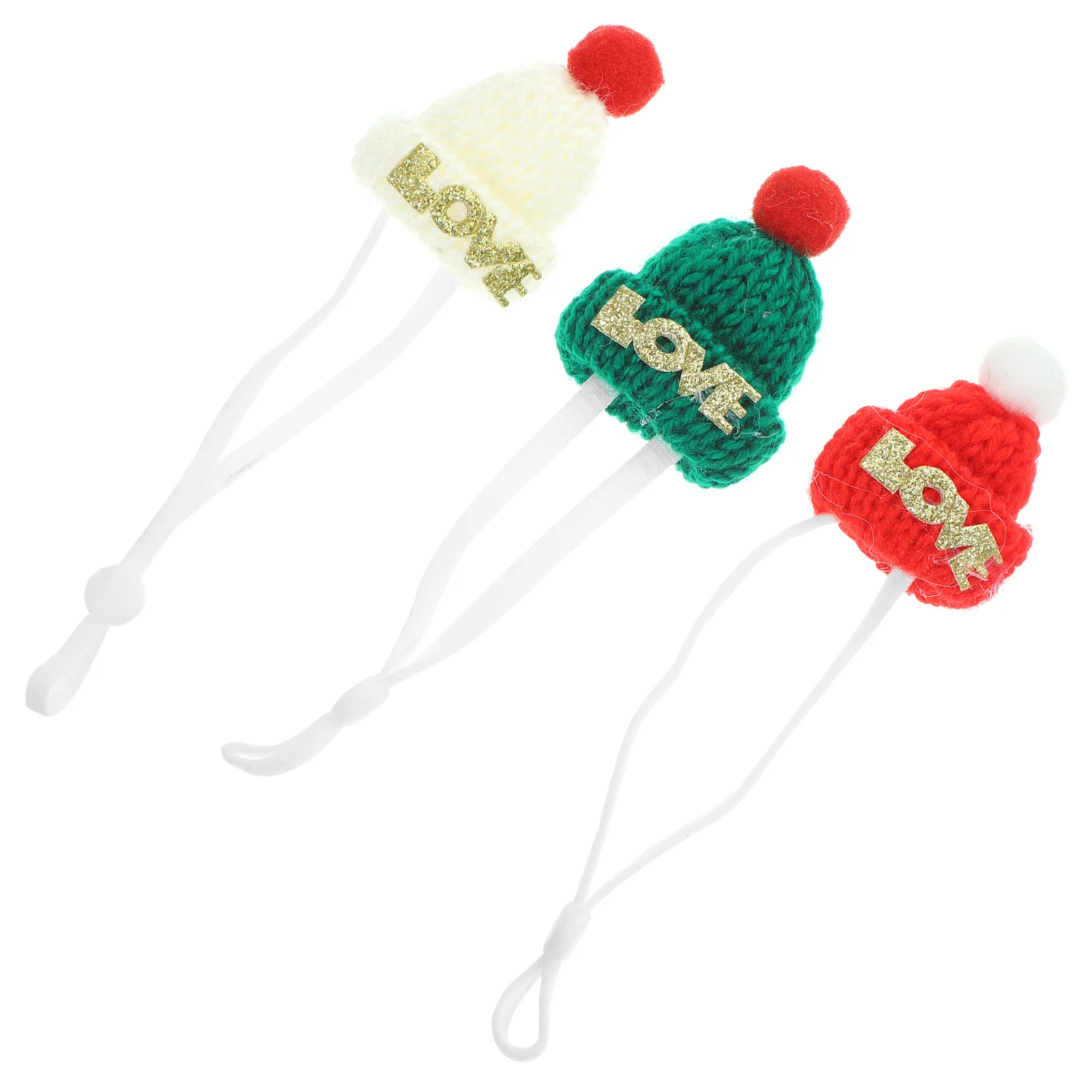 3 قطع قبعة عيد الميلاد محبوكة يدويًا بحزام قابل للتعديل قبعة صغيرة للحيوانات الأليفة لإكسسوار أزياء الهامستر القنفذ الصغير على شكل حيوان #3