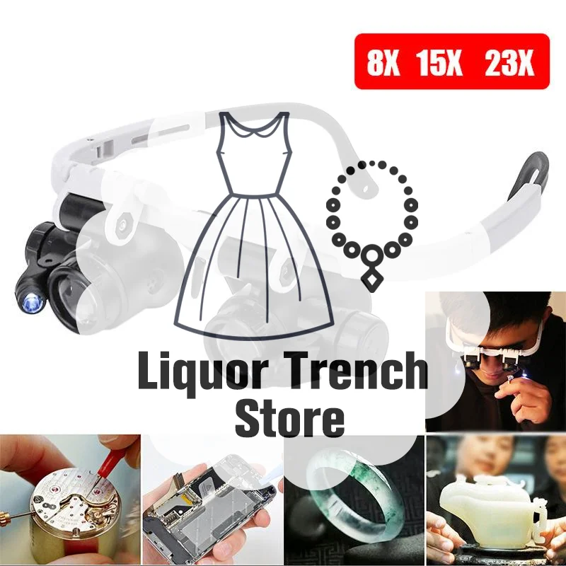 

Magnifying Glass 8X/15X/23X Jeweler Watchmaker With LED Light Telescopic Headband Magnifier Glasses Reading Loupes Eyewear