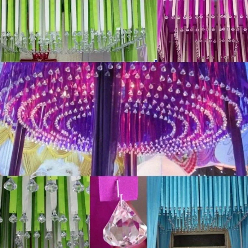 10pcs Hanging Water Drop Pendants, Diamond Gems, Acrylic Crystal Beads, Decoration, Wedding Party