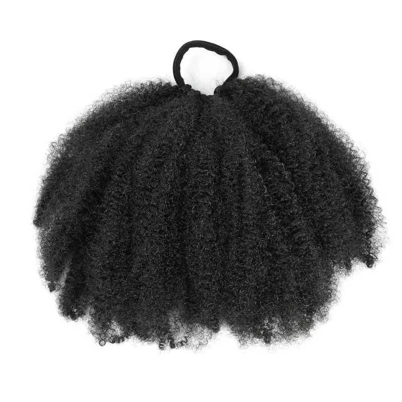 

Kid's Summer 1Pack Afro Puff Bun Afro Kinky Curly Coily Natural Hairstyle For Black Women Synthetic Hair Extension Ponytail